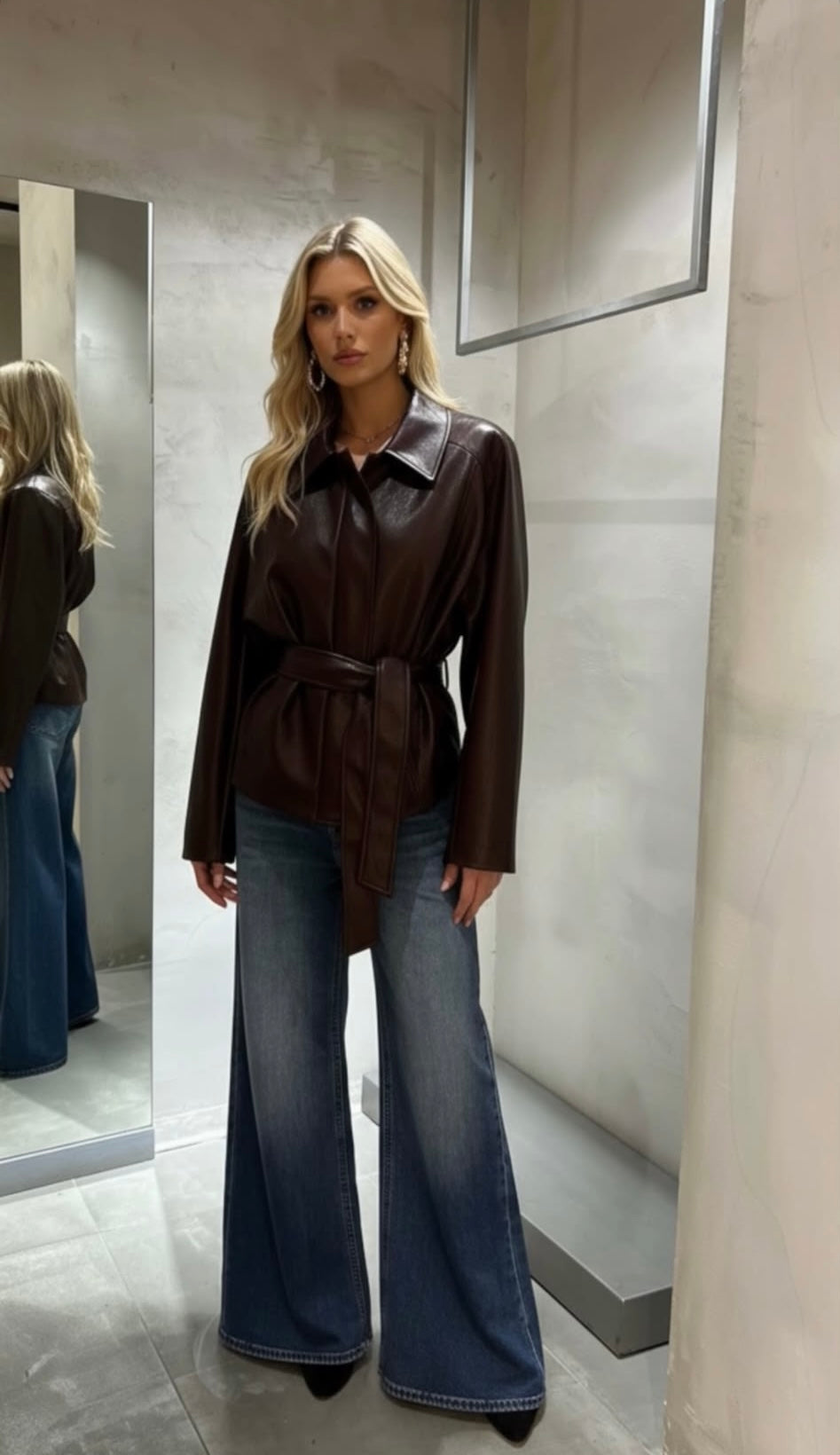 Giacca in eco pelle marrone