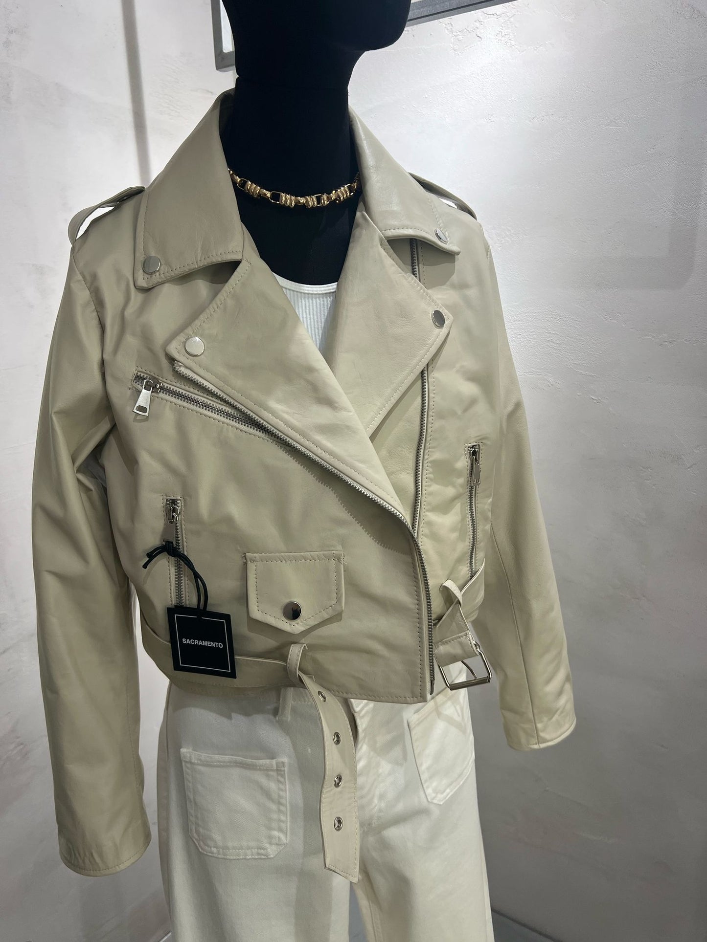Giacca biker Pelle