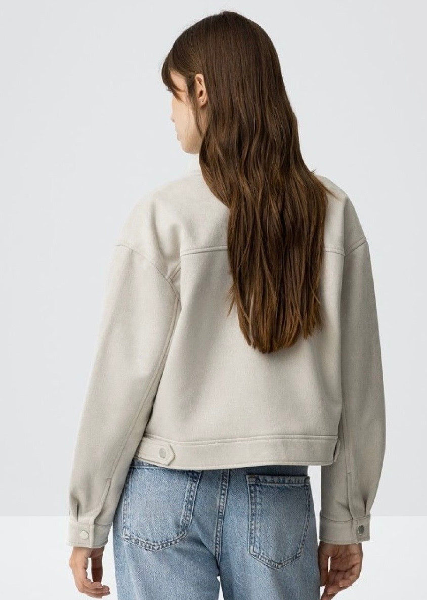 Bomber donna in pelle scamosciata – giacca corta elegante e casual