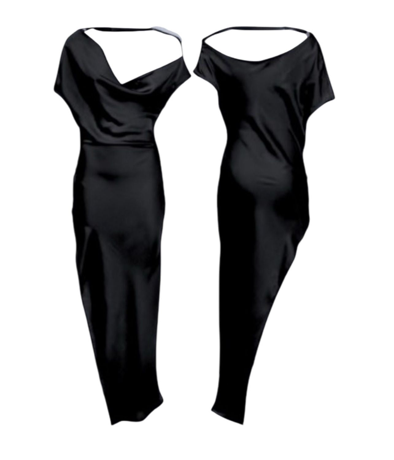 Abito nero monospalla elegante – vestito asimmetrico con spacco