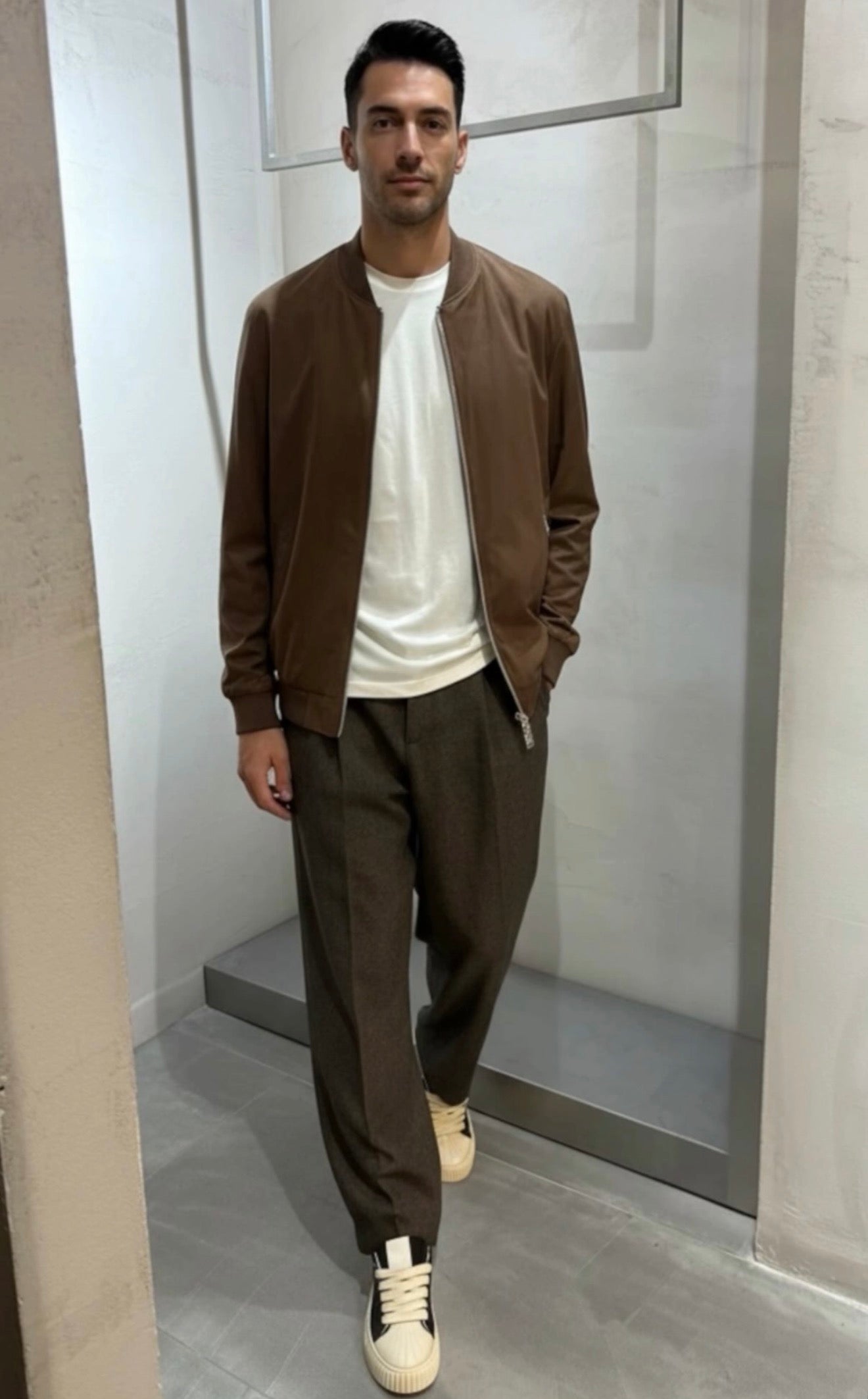 Giubbotto Bomber Marrone in camoscio