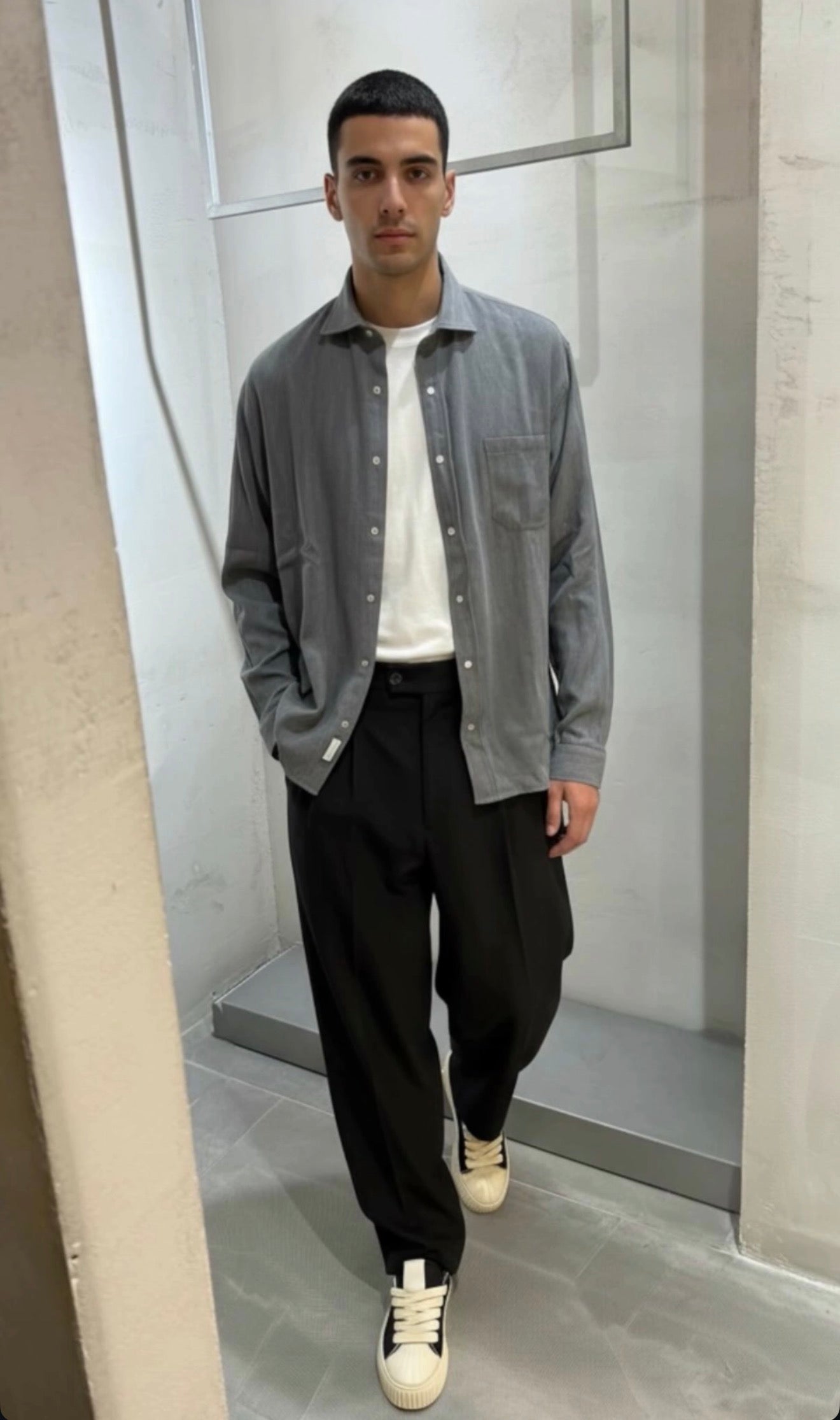 Camicia in denim grigio minimal fit semi Over