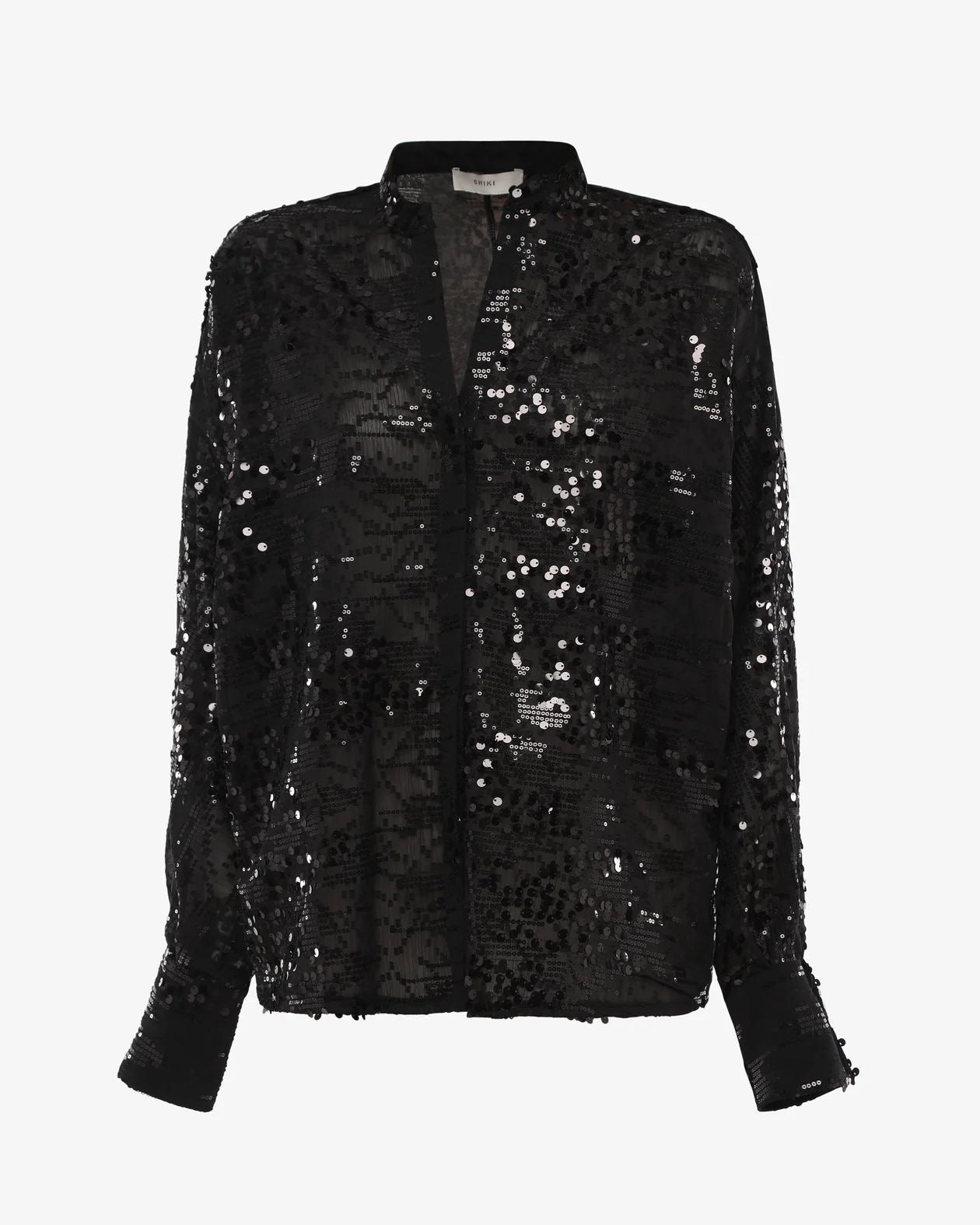 Camicia nera elegante con paillettes