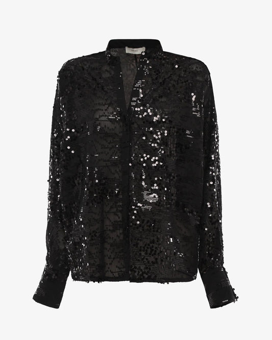 Camicia nera elegante con paillettes