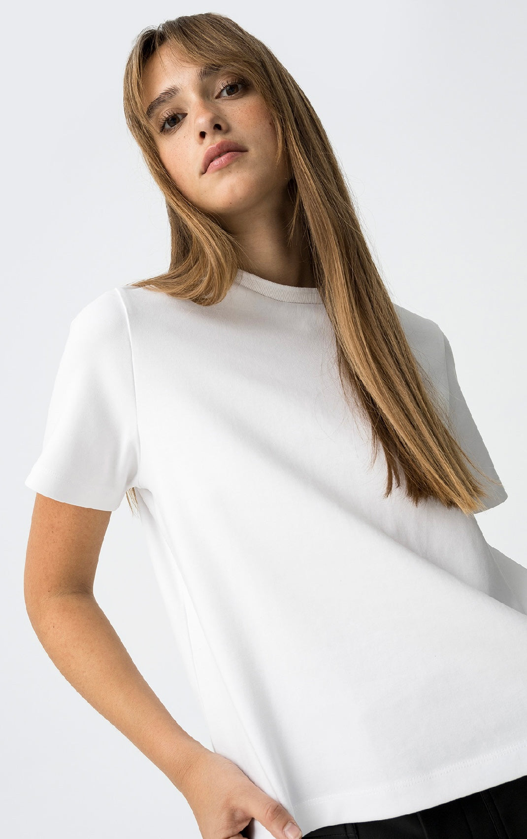 T-shirt bianca donna basic – maglia girocollo a maniche corte