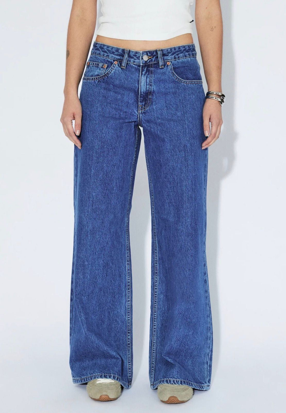 Jeans Rhue low wide colorazione haze mid retro