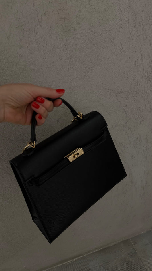 Borsa a Mano con Dettagli Oro