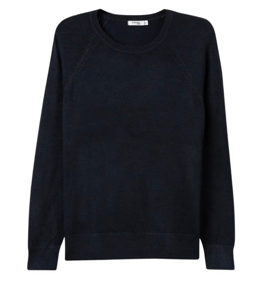 Maglione basic blu navy – Pullover classico unisex in cotone morbido