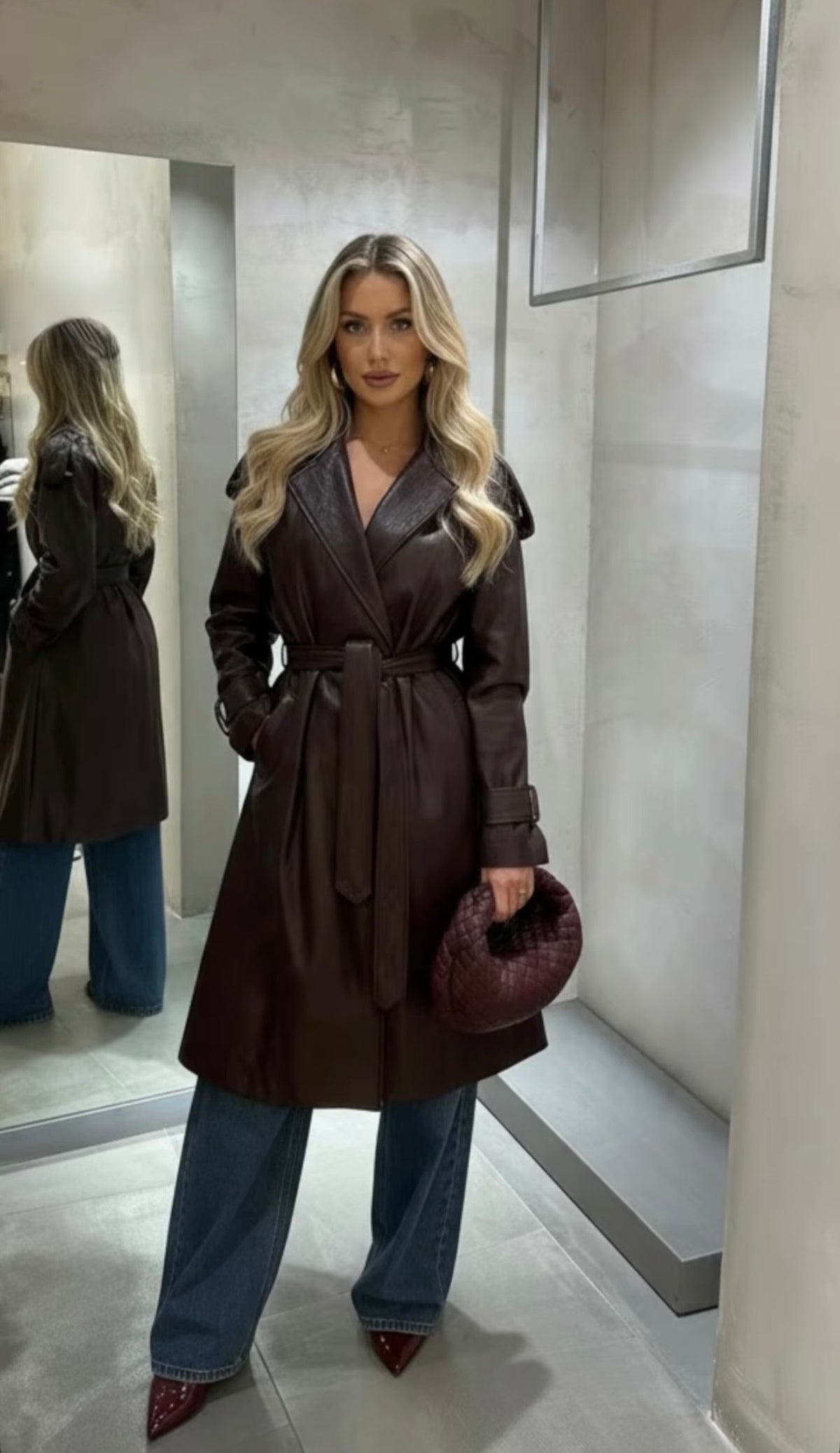 Trench in eco pelle bordeaux